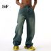EF JEANS | 2024 New American Basic Retro Washed Old Loose Straight Floor Mopping Jeans_mkmklike.com