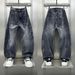 Vintage Splatter Wash Jeans – 90s Streetwear Baggy Fit With Curved Hem (28-36)_mkmklike.com