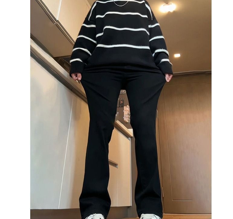 Versatile Velvet Black Soft Jeans Men's Autumn And Winter American Vibe Pants Slim And Thin Casual Micro-pull Trousers_mkmklike.com