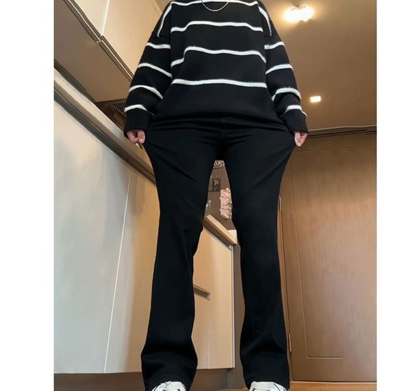 Versatile Velvet Black Soft Jeans Men's Autumn And Winter American Vibe Pants Slim And Thin Casual Micro-pull Trousers_mkmklike.com