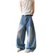 Summer American Graffiti Wide Leg Jeans High Waisted Slimming Loose Straight Leg Pants Unique Style New Design for Men_mkmklike.com