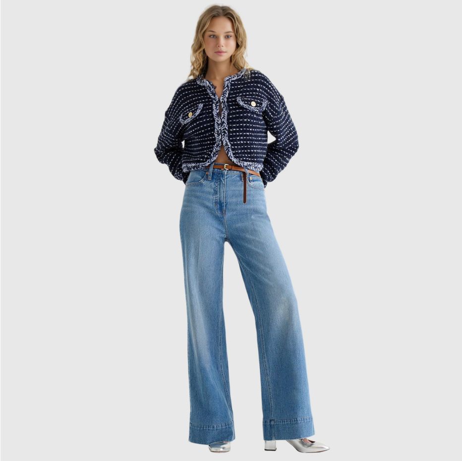 Women's Wide Leg Stretch Denim Jeans - High Waist Loose Fit Comfortable Casual Pants With Vintage Wash (Multiple Colors & Sizes)_mkmklike.com