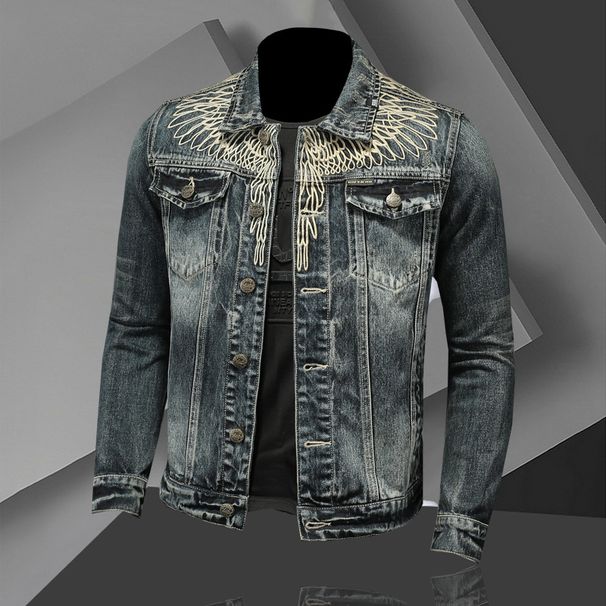Men's Denim Jacket Retro Slim Fit Streetwear Motorcycle Biker Coat For Casual Daily Wear Denim Jackets_mkmklike.com