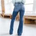 Women's Clothing Casual Fashion Slim High Waist Slightly Flared Denim Trousers_mkmklike.com