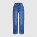 Men's Washed Blue Straight Leg Jeans With Line Details - Low Rise Relaxed Fit Denim Trousers For Casual Wear_mkmklike.com