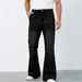 Men's Stretch Bootcut Jeans With Elastic Waist – Vintage Washed Denim (70% Cotton, Comfort Fit, Classic Bell Bottom, Casual & Retro Style)_mkmklike.com
