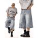 Men's Clothing Summer New Cropped Jeans Men's Loose Straight Trendy Brand Fashion Casual Shorts Washed Retro_mkmklike.com