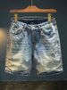 Men's Clothing Men's Style Casual Loose Fit Summer Shorts Thin Five Point Denim Distressed Washed Ripped Mid Length With Rolled Hem_mkmklike.com