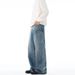 Men's American Retro Straight Leg Jeans With Inverted Pocket Design Unisex Relaxed Fit Floor-Length Denim Trousers_mkmklike.com