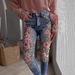 3d Digital Floral Print Jeans For Women – Stretch Straight Leg Pants, Trendy & Comfortable (S-5xl, Multiple Patterns)_mkmklike.com