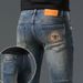 Men's Clothing Brand new high end jeans for men elastic bee color printing slim fit small straight casual jeans for men_mkmklike.com
