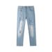Men's Clothing Stretch Jeans Unique Distressed Vintage Look Heavy Duty Washed Patch Skinny Pants Multiple Colors_mkmklike.com