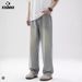 Men's Vintage Washed Light Blue Jeans – Classic Straight Leg Denim Pants For Cleanfit & Streetwear_mkmklike.com