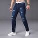 Men's Slim Fit Stretch Ripped Jeans Blue Trousers Stylish Denim Casual Pants_mkmklike.com