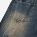 Washed And Distressed Loose Jeans For Men Street Fashion Design Split Stitching Casual Straight Wide-Leg Pants_mkmklike.com