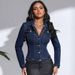 K Fashion Women's Long-sleeved Denim Jacket With A Pocket And A Lapel_mkmklike.com