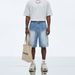 Men's Clothing Men's Summer Denim Shorts Stylish Thin Straight Leg Loose Fitting Mid Length Paint Spotted Five Point Pants_mkmklike.com