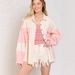 Women's Clothing Women's Casual Washed Denim Jacket Color Block Lapel Distressed Frayed Edges American Retro Style Spring Summer_mkmklike.com