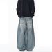 American Classic Washed Cat Whisker Scimitar Jeans Men's And Women's Loose Silhouette Long Pants_mkmklike.com