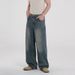 MYQ Washed Straight Jeans Men Summer Loose Vintage Long Korean Commuter Style Wide Leg Pants_mkmklike.com