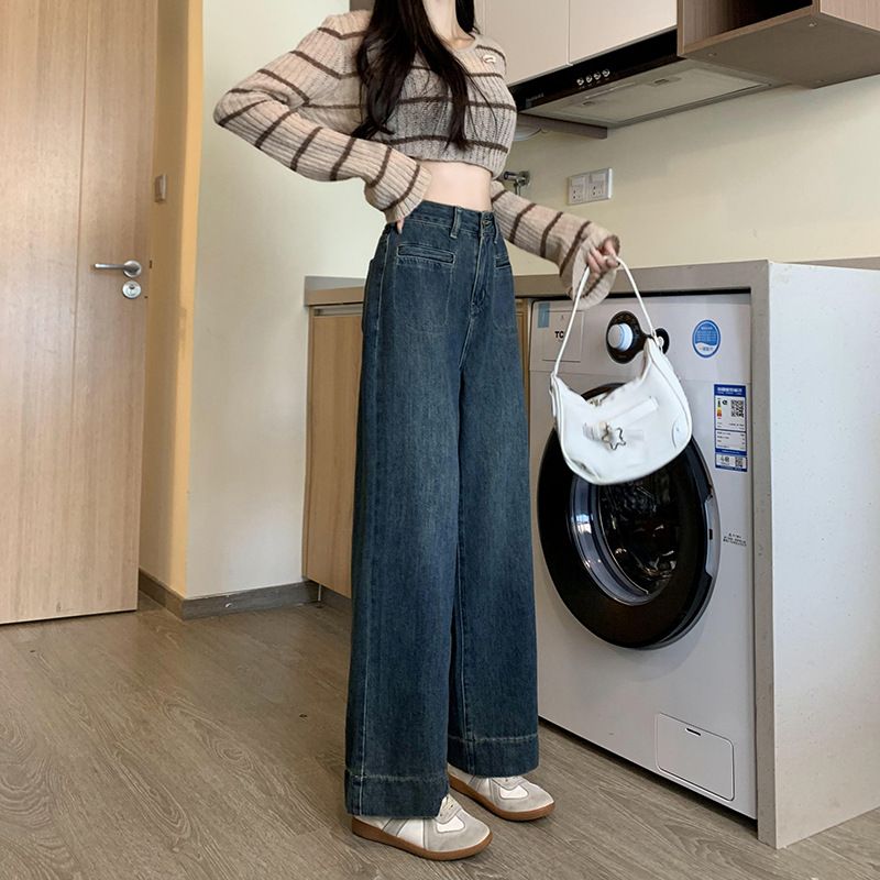High-Waisted Wide Leg Jeans For Women – Flowy Straight Denim Pants (S-2xl, Dark Blue & Light Blue, Non-Stretch Cotton)_mkmklike.com