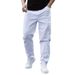 plus Size Men's Casual Loose Fit Jeans Breathable White Straight Leg Pants Simple Stylish European American Design_mkmklike.com