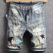 Men's Distressed Denim Shorts - Vintage Blue Washed Cotton Casual Summer Shorts With Rip Details, Loose Fit & Comfortable_mkmklike.com