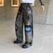 Men's American Vintage Washed Gray Distressed Straight Leg Jeans - Casual Loose Fit Denim Pants For Teen Boys_mkmklike.com