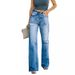K Fashionable Ripped Skinny-fit Wide-leg Jeans For Women_mkmklike.com