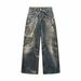 Spring New Candy Chain 3D Digital Print Oversized Jeans Couple Style Loose Trendy Scimitar Wide-Leg Pants_mkmklike.com