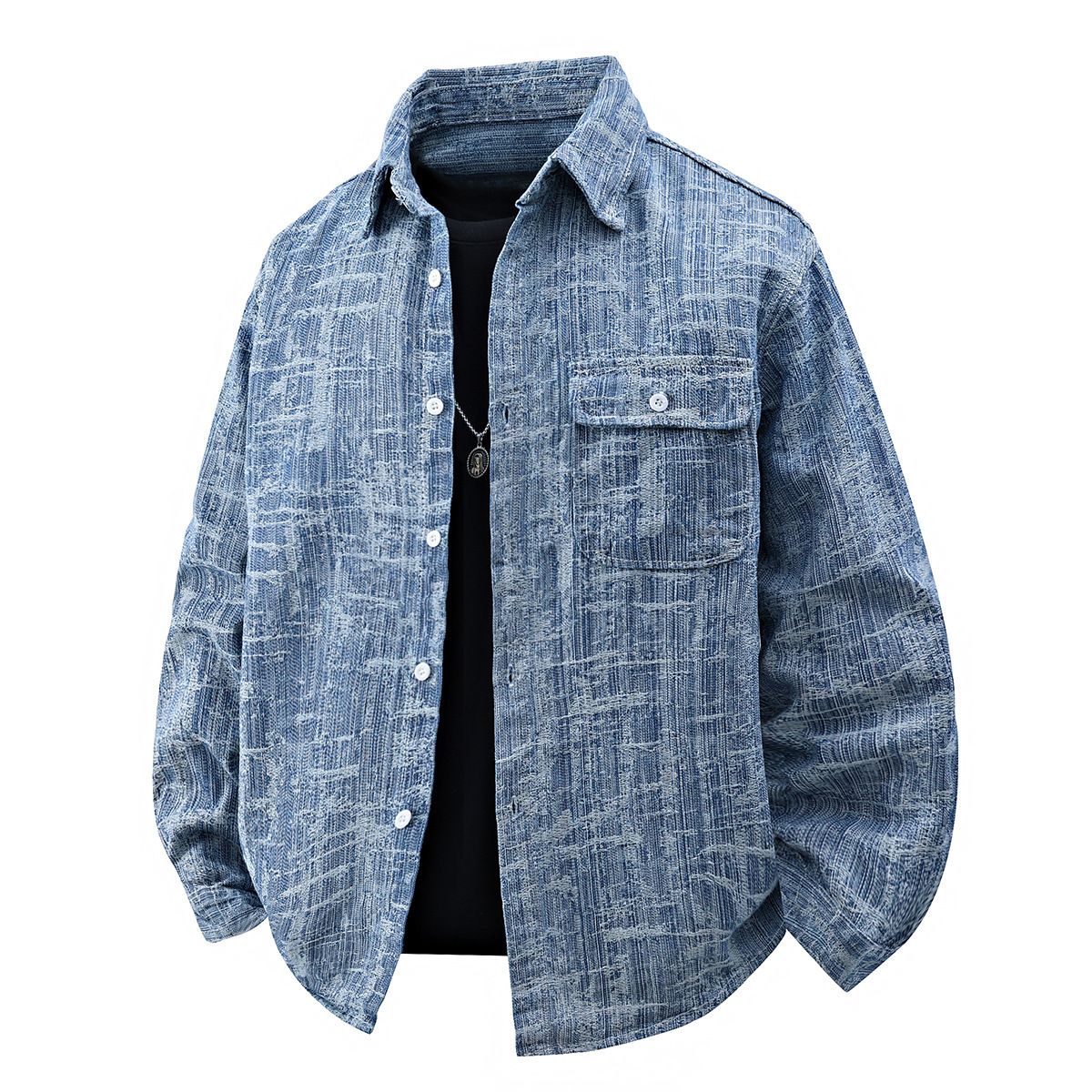 Men's Denim Jacket Design Sense Old Fashion Thick Top Versatile Foreign Trade Loose Jacquard Jacket_mkmklike.com