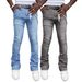 Men's Straight Fit Patch Denim Jeans – Trendy Stacked Pants For European & American Street Style_mkmklike.com