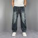 Distressed Slim-Fit Jeans For Men - Vintage High-Stretch Denim Pants With Cuffed Hem (Blue & Black Washes)_mkmklike.com
