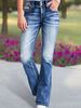 High-Waisted Stretch Flare Jeans With Embroidery – Comfort & Style For Women (S-XXL, Cotton-Spandex, Blue, Figure-Flattering Fit)_mkmklike.com