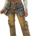 European And American Street Style Patchwork Multi-Pocket Jeans For Women, Trendy Straight-Leg Pants_mkmklike.com