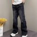 Men's Clothing Streetwear Relaxed Fit Denim Pants - Vintage Wash Black/Blue, Drawstring Waist, Baggy Haram Style For Men (S-XXXL)"_mkmklike.com