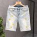 Men's Clothing Summer Thin Five Point Denim Shorts Men's Style Trendy Ripped Slim Casual Trendy Brand Pants Men's Five Point Breeches_mkmklike.com