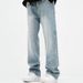 Men's Clothing Retro Washed Straight Leg Men's Clean Fit Vintage Washed Straight-Leg Jeans – Light Blue Relaxed High-Waisted Long Pants (S-3XL)_mkmklike.com