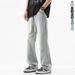 LKTM Men's Clothing # New American-style Yellow Mud-dyed Flared Jeans For Men, Vibe Trendy Brand, Drawstring, Loose Fit,_mkmklike.com