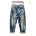 Men's Hand Painted Graffiti Wide Leg Jeans Loose Straight Fit Draped Floor Length Pants Mid Waist Standard Thickness Polyester_mkmklike.com