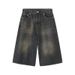 Retro Distressed Loose Wide Leg Denim Shorts for Men Hong Kong Style Nostalgic Vintage Summer Lazy Trendy Clothing_mkmklike.com