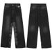 Men's Clothing High Street Loose Heavy Washed Distressed Embroidered Skull Vibe Style Trousers Men_mkmklike.com