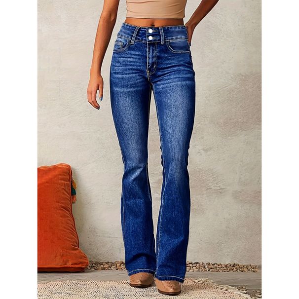 Vintage Stretch Flared Jeans For Women – Retro Washed Denim Pants (Dark Blue, Light Blue, Black) | 2025 Spring Streetwear Collection_mkmklike.com