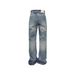Men's Clothing 2026 American Retro Washed Blue Flared Jeans Trendy Brand Men's High Street Drape Cleanfit Pants_mkmklike.com