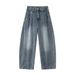 "Vintage Washed Drop-Crotch Men's Jeans – 90s Baggy Denim Pants With Low-Crotch & Distressed Finish (Streetwear, Hip-Hop Style)"_mkmklike.com