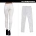 Women's Low Waist PU Coated Leather Pants – Slim Fit Stretch Skinny Pants With Double Zipper (White) – XS To 2XL_mkmklike.com