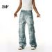 EF JEANS | 2025 Spring New Niche Heavy Industry Gradual Change Spray Color Do Old Multi Pocket Wide Leg Cargo Pants Tide_mkmklike.com