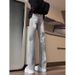 Men's Spring And Autumn Jeans Men's American Retro High Street Slim Fit Straight Versatile Smoke Gray Micro-horn Pants Men_mkmklike.com