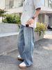 Men's Washed Blue Relaxed Fit Straight Leg Jeans – Summer Casual Denim Pants With Classic Comfort_mkmklike.com