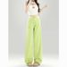 Petite Women's Green Wide-Leg Jeans, Spring/Summer 2025 New Style, High-Waisted, Loose, Slimming, Versatile_mkmklike.com